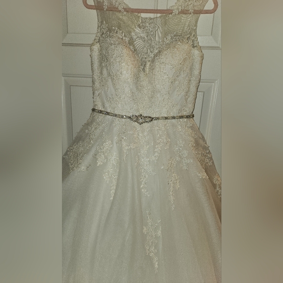 NWT! REBECCA INGRAM WEDDING DRESS ! (ONE PEARL IS MISSING ON THE SWAROVSKI BELT) - Picture 6 of 16